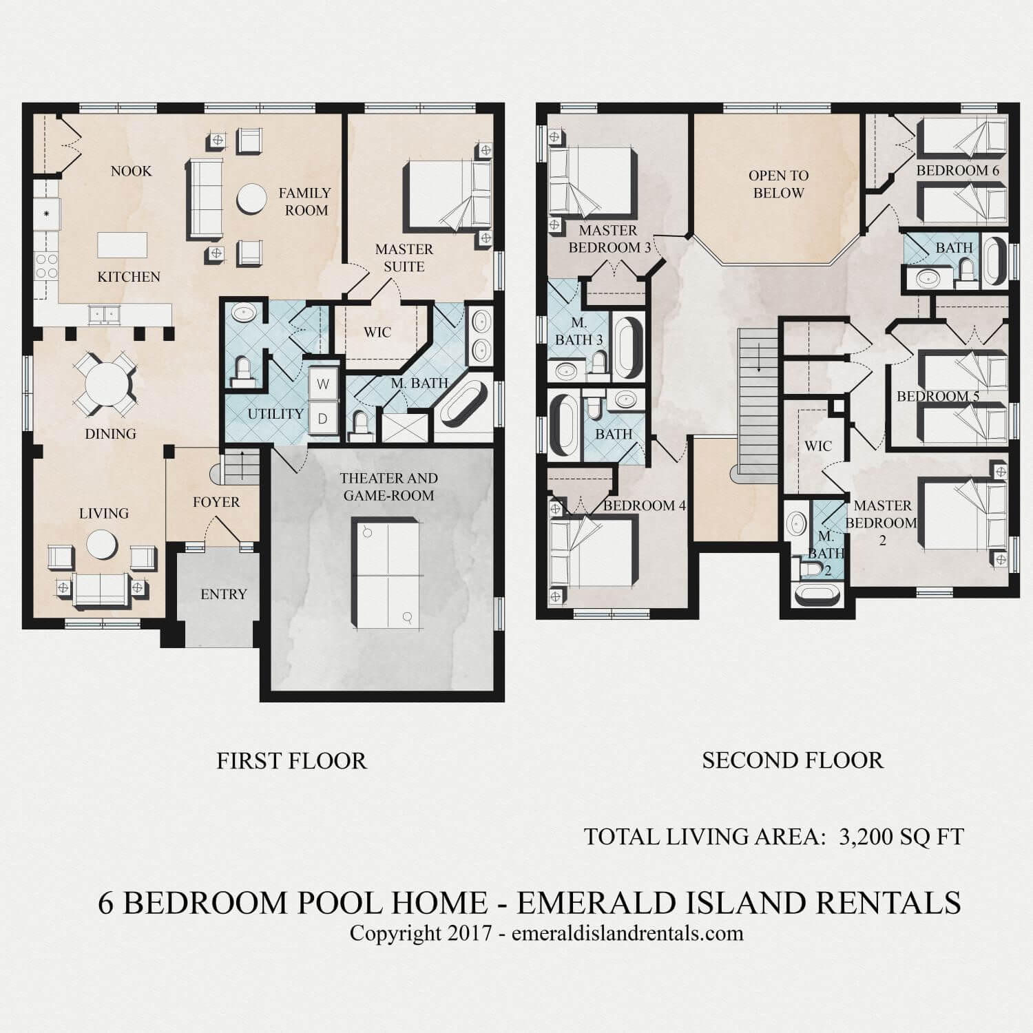 Emerald Island 6-bed villa, Tropical Magic floor plan