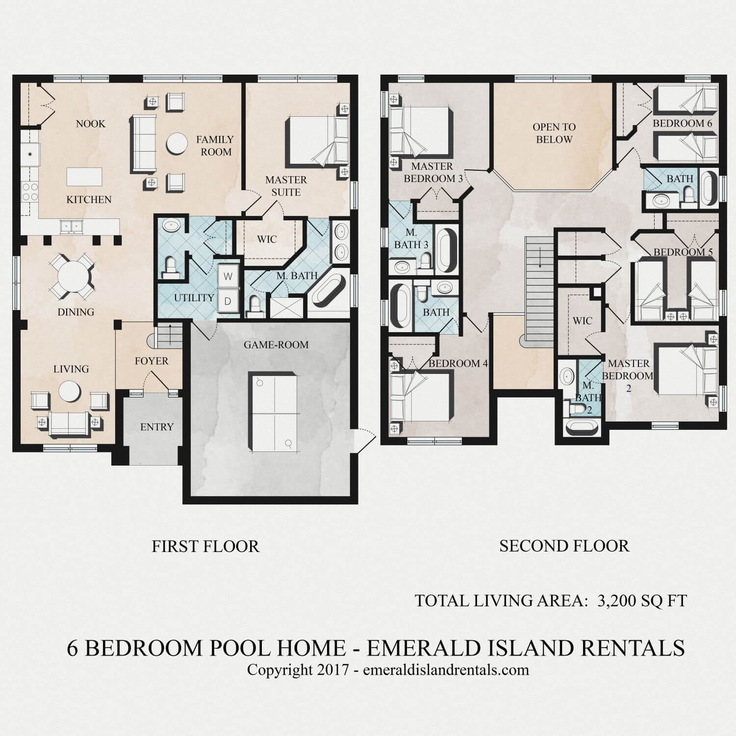 Emerald Island Rentals villa, Emerald Magic floor plan