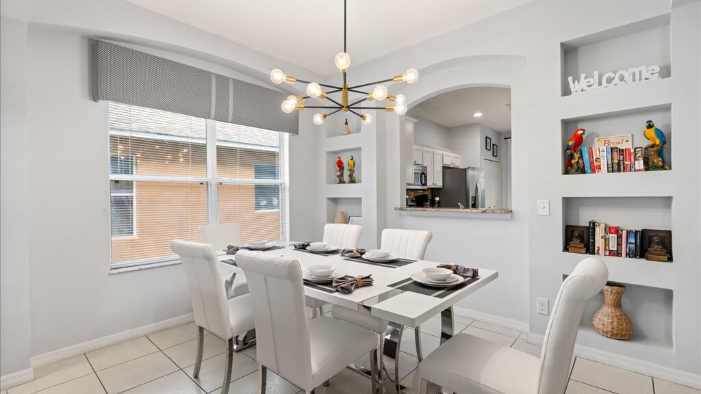 Formal dining with a view of living room