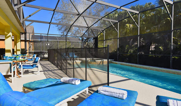 Pool fence can be put up or taken down - Pool door alarms are primary safety feature