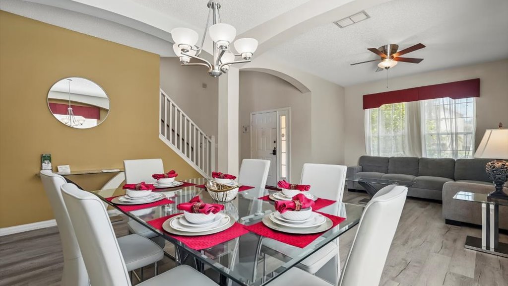 View of formal dining and living