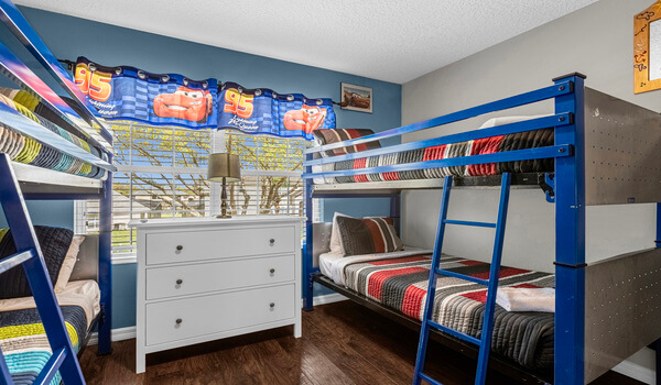 Bedroom #3 - 2nd floor, Cars themed with two twin/twin bunk beds
