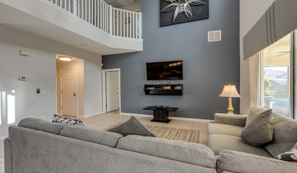 This spacious family room is perfect to relax in together