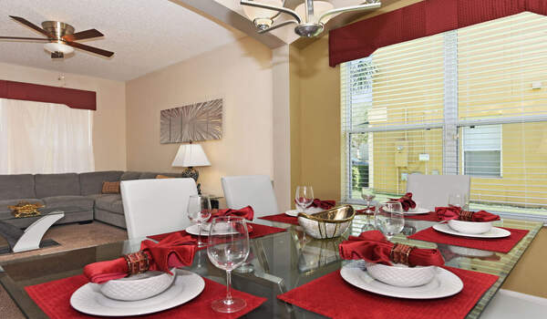 View of formal dining and living