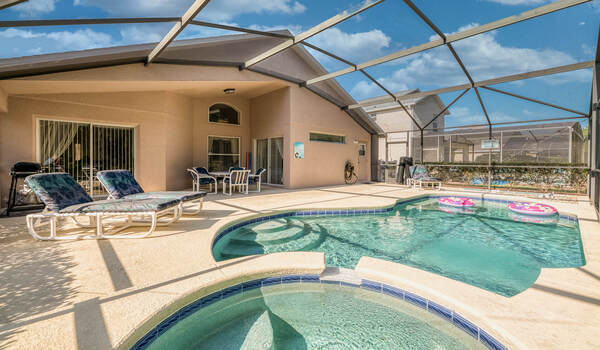Pool area showing the covered lanai