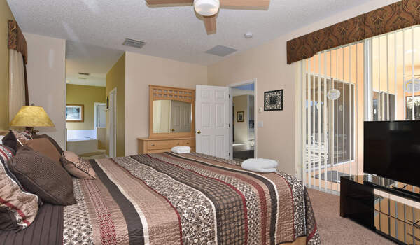 First floor king master-suite with flat-screen TV and Blu-ray player