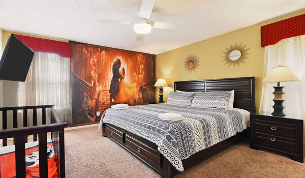 Master bedroom #2: Beauty and Beast themed, With a king bed and en-suite