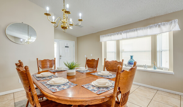 Sit and eat a wonderful family dinner together at this dining table